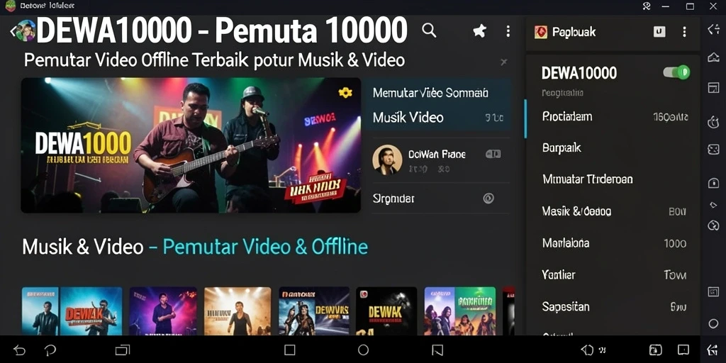 Tampilan antarmuka DEWA1000 untuk pemutaran video offline yang menarik.