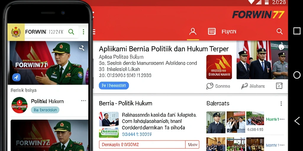 Tampilan antarmuka utama FORWIN77 yang menampilkan berita politik dan hukum.