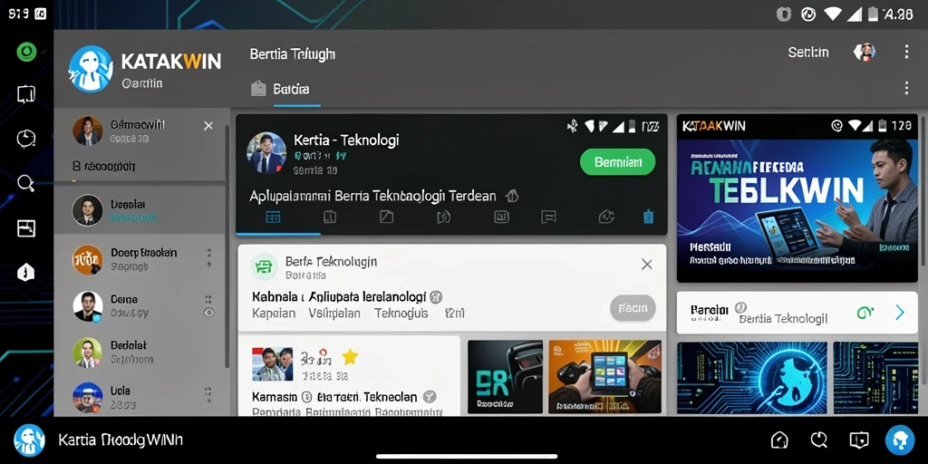 Antarmuka KATAKWIN menampilkan berita teknologi terbaru secara menarik.