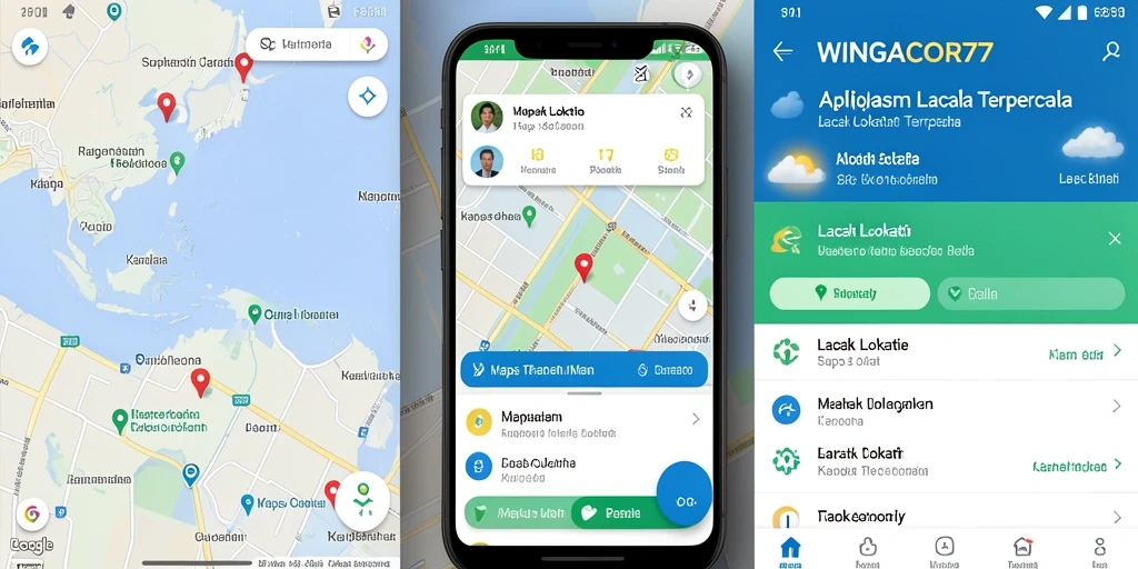 Tampilan antarmuka aplikasi WINGACOR77 yang menampilkan fitur Lacak Lokasi.