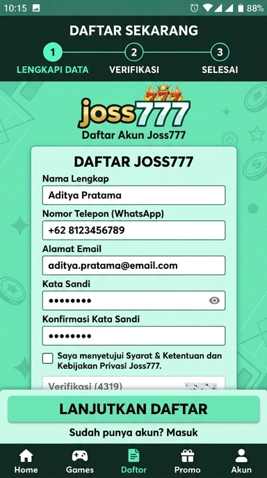 Panduan Buat Akun Baru Joss777 untuk Pengguna Android