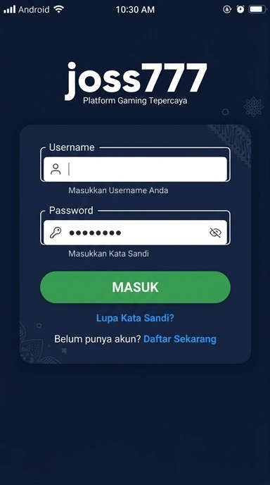 Halaman Masuk Akun joss777 untuk Pengguna Android